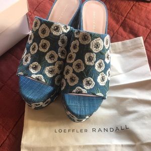 Loeffler Randall embroidered wedges size 9